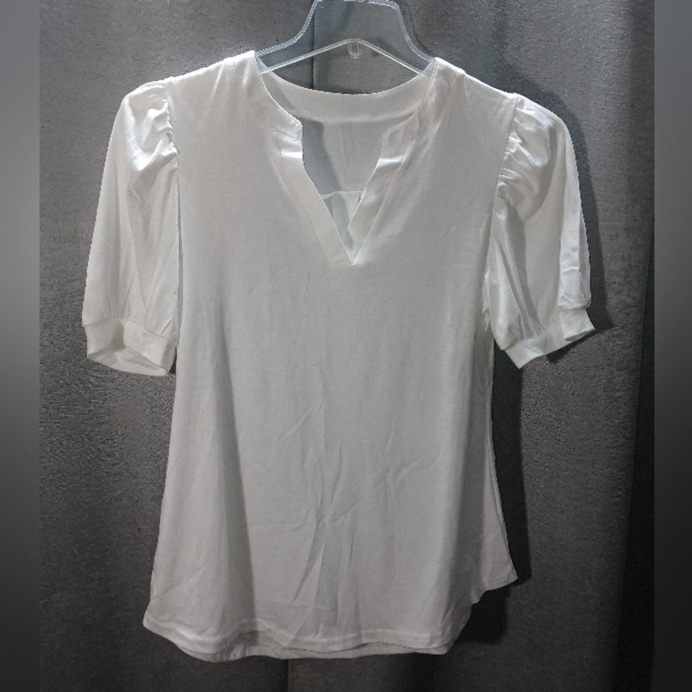 New White V-neck Top